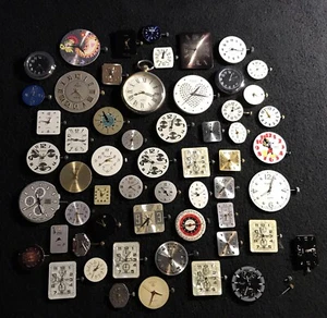 Lot 57 Watch Movements & Dials Faces For Parts / Repair / Crafting / Artwork - Picture 1 of 11