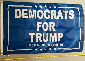 BANDIERA DONALD TRUMP NAVE USA GRATUITA Democrats For Trump 2024 Desantis Insegna USA 3x5' - Foto 1 di 1