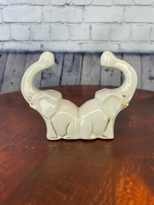 Vintage Keramik Elefant Figur besetzt Japan Rüssel Up 4 "x 5" Gold Besatz - Bild 1 von 12