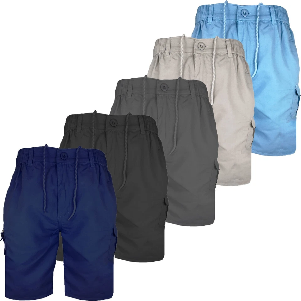 Pantalones cortos para hombre combate de carga multibolsillo cintura elástica talla lisa liviana Foto 1 de 1
