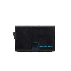 PIQUADRO Cardholder sliding system Bllue Square Black Leather - PP5961B2R-N