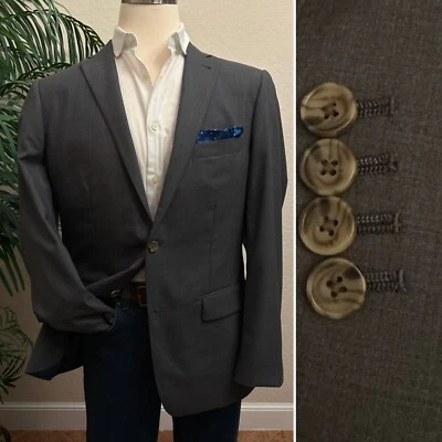 INDOCHINO MENS SIZE 42 BLAZER SPORT COAT GRAY TAILORED FIT SUIT JACKET BESPOKE - Image 1 of 4