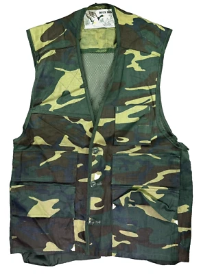 Vintage Duck Bay Vest Mens L Green Camo Hunting Duck Bird Game Bag 80s Shooting - Image 1 of 4