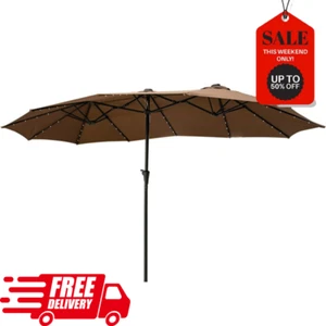 180'' x 108'' Rectangular Lighted Market Umbrella Coffee N2 - Picture 1 of 5