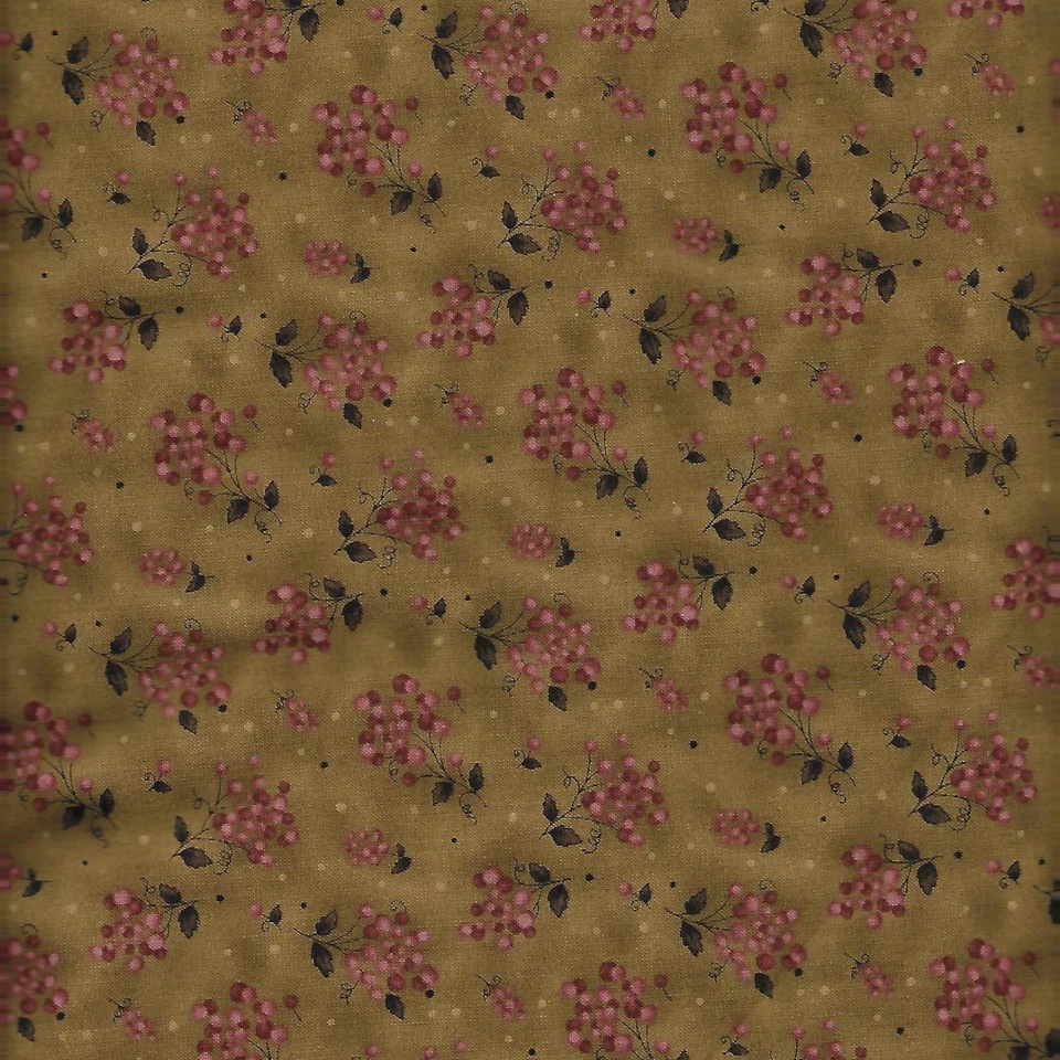 10 yardas $50 Bramble Berries 7412-33 marrón bayas arrojadas tela respaldo bronceado Foto 1 de 1