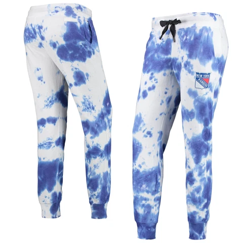 Women's DKNY Sport White/Royal New York Rangers Melody Tie-Dye Jogger Pants Cover