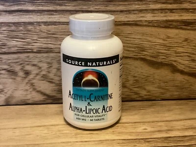 Source Naturals acetil L-carnitina e ácido alfa lipóico 650 mg 60 comprimidos validade 27/06 - Imagem 1 de 4
