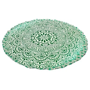 Decorative Round Tablecloth Green 72 Inches Printed Mandala Paisley Tablecloth - Picture 1 of 3