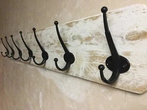 38" Wandmontage Weiß Distressed Garderobe Doppel Zink Haken - Bild 1 von 9