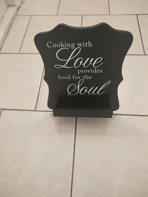 Cooking With Love Provides Food For The Soul Kitchen Recipe Tabletop Wood Sign  - Image 1 of 4