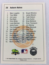 1991 Auburn Astros-Classic BEST Minor League Baseball Card-Checklist