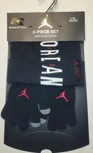 Air Jordan 2 Piece Gift Box Set Hat & Gloves Black/White Youth L-XL FREE SHIP - Picture 1 of 7