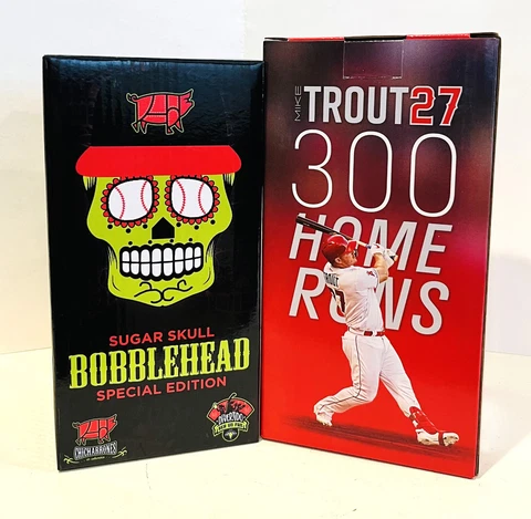 Fireflies Sugar Skull Columbia + Mike Trout 300 HOME RUNS Angels Bobblehead SGA Cover