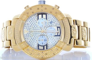 Aqua Master Gold Tone Chronograph 20 Diamond Quartz Men's Watch #W96 1 - Picture 1 of 4