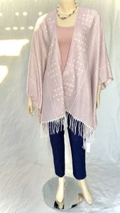 Gentle Fawn Hermosa Kimono, $ 50 Schal mit zweifarbigem Rosa mit Fransen, Größe M/L, Neu mit Etikett - Bild 1 von 21