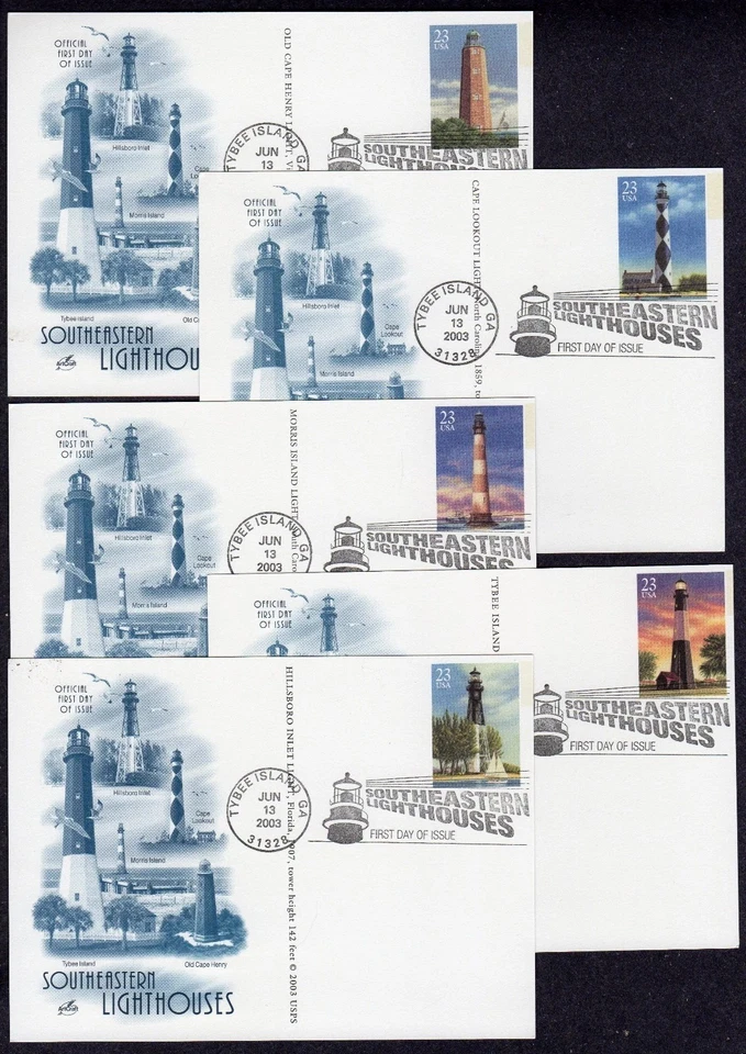 ArtCraft UX395 - 99 South Eastern Lighthouses set of 5 postal cards - Image 1 of 1