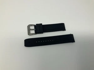 NOS Swiss Legend Black Rubber Strap with glossy steel buckle 22mm - Picture 1 of 5