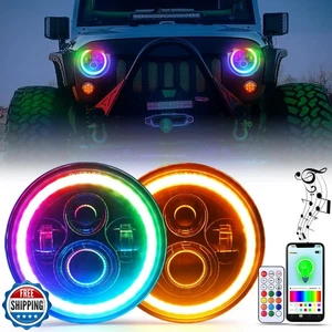 Faro LED RGB Nilight 7 pollici con segnale di svolta luce ambra telecomando APP - Foto 1 di 5