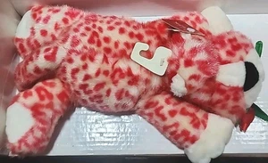 DanDee Red Cheetah Plush Rose In Mouth Valentines Stuffed Animal Leopard (PT5) - Picture 1 of 9