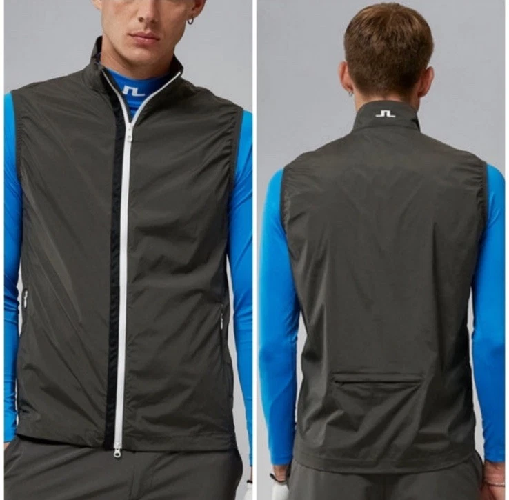 NWT J. Lindeberg Men’s Light Packable Windpro Vest Volcanic Ash Sz L MSRP $145 - Image 1 of 4