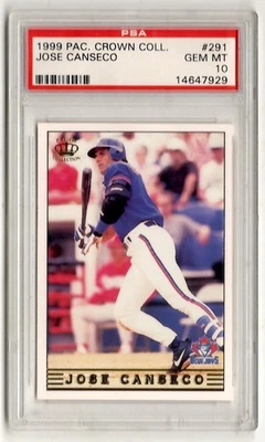 PSA 10 Jose Canseco 1999 Pacific Crown Collection #291, Pop 3, Toronto Blue Jays - Image 1 of 2