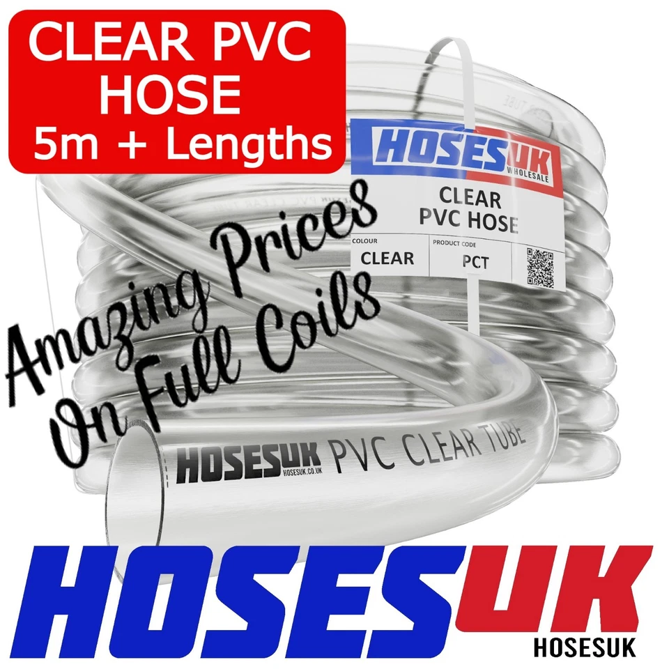 PVC Clear Plastic Flexible Hose Pipe Tube Fuel Oil Air Full Coil Deals Bulk - Image 1 of 4