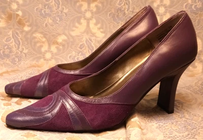 BELLINI SAPATOS DE SALTO FEMININOS COURO ROXO 3 1/4 POLEGADAS TAMANHO EUA 7 M - Imagem 1 de 4