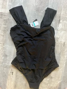 Traje de baño Jantzen negro manga gorra de una pieza talla 16 nuevo con etiquetas - Imagen 1 de 8
