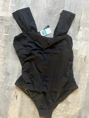 Traje de baño Jantzen negro manga gorra de una pieza talla 16 nuevo con etiquetas Foto 1 de 4