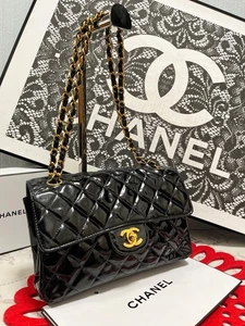 CHANEL Double Face Quilted Matelasse CC Chain Shoulder Bag Black Gold JAPAN 078 - Picture 1 of 24