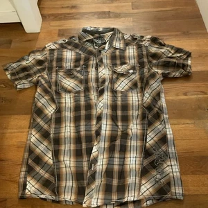 Roar Signature Men's Large Blue Short Sleeve Embroidered Shirt Affliction UFC, - Picture 1 of 6