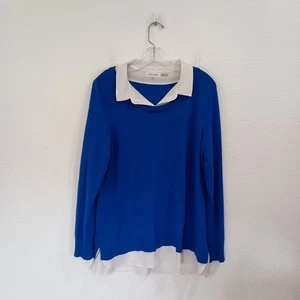 Calvin Klein Layered Royal Blue Pullover Sweater, Size L - Picture 1 of 7