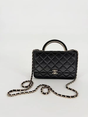 Chanel Lambskin Quilted Top Handle Wallet on Chain WOC Black - Image 1 of 4