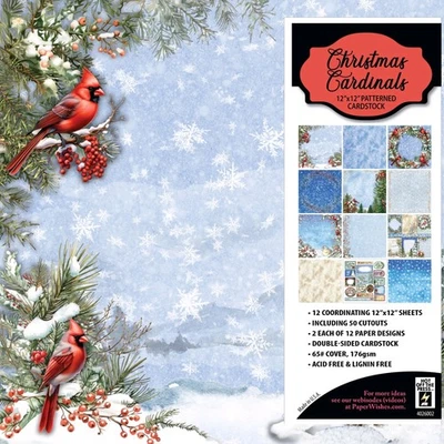 Holiday Cardinals 12x12 Patterned Cardstock For Scrapbook Crafting Christmas - Image 1 of 2