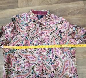 CHAPS Women's Size XL Paisley Long Sleeve Button-up Shirt Blouse Colorful Cotton - Picture 1 of 8