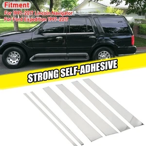 For Lincoln Navigator 1997-17 Chrome Window Pillar Post Cover Trim Sticker 6PCS - Picture 1 of 11