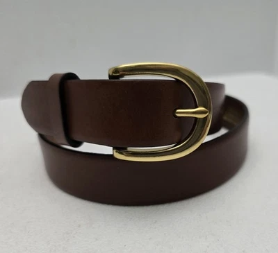 J.Crew Belt Brown Genuine Leather Brass Buckle Size XS unisex - Image 1 of 4