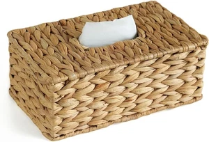 Tissue Box Abdeckung, Wasserhyazinthe Tissue Box Abdeckung Rechteckig, Handgewebtes Weidengeflecht - Bild 1 von 8