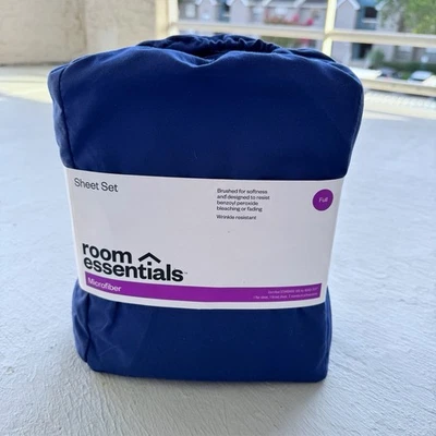 Room Essentials Navy/Sapphire Blue Full Size Microfiber Sheet Set *NEW* - Image 1 of 4