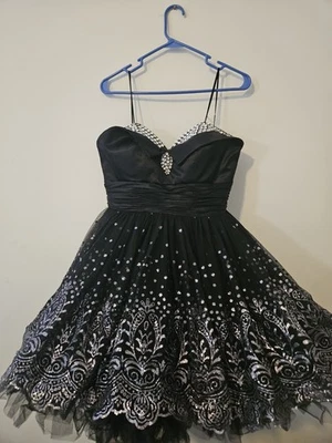 女式黑色和银色蓬松返校裙 — 第 1/4 张图片