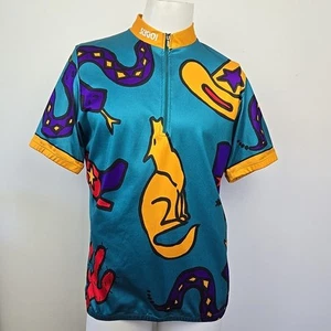VTG 90s Sugoi Cycling Jersey Southwest Print Coyote Cactus Rattlesnake Mens XL - Picture 1 of 20
