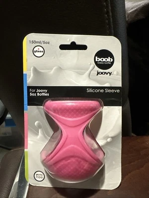 Joovy Glass Baby Bottle Silicone Sleeve Boob Diamond 5oz 150ml Pink (c) - Image 1 of 2