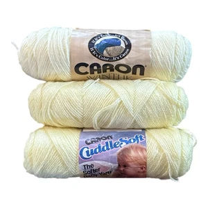 Caron Baby Yarn CuddleSoft & Wintuk Yellow Skeins Vintage Lot of 3 - Picture 1 of 10