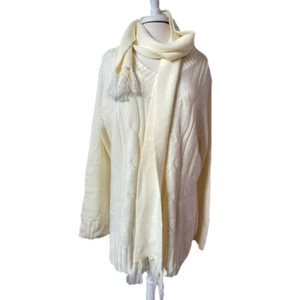 Fashion Bug Womens 26/28 Cream Long Sleeve V-Neck Sweater Cottagecore BOHO Basic - Picture 1 of 8