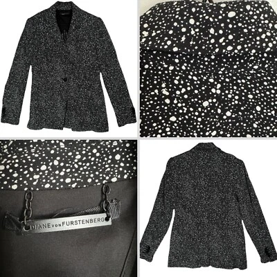 Jaqueta Blazer Diane Von Furstenberg Galaxy Crepe Tamanho 2 Preta Stretch Office - Imagem 1 de 4