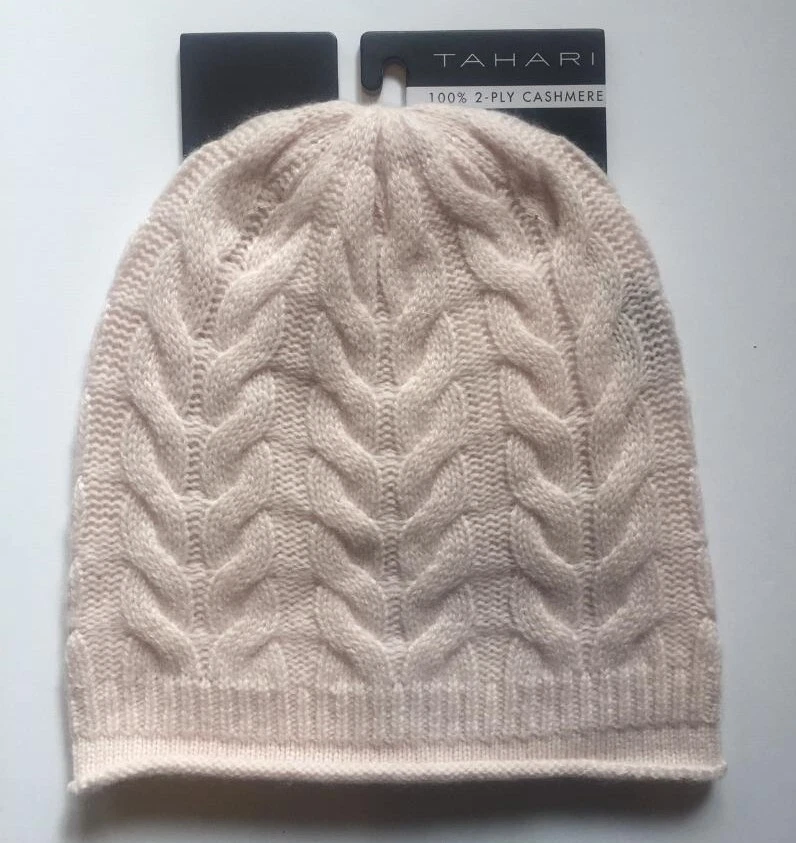 NOVO COM ETIQUETAS CHAPÉU ROSA CLARO MALHA CABO 100% CASHMERE MARCA TAHARI TAMANHO ÚNICO - Imagem 1 de 1
