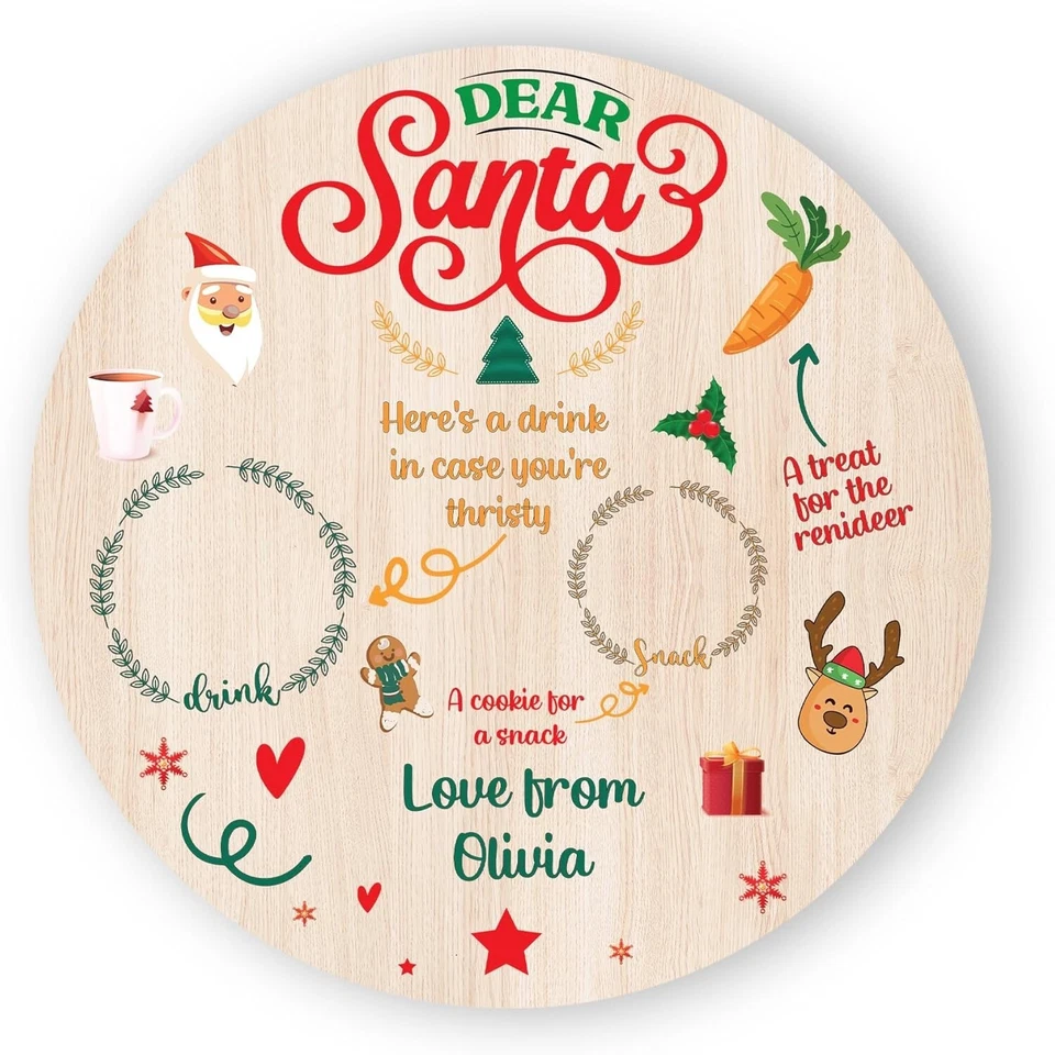 Santa Treat Plate / Tray / Board Christmas Eve Personalised Father Christmas