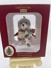 Spode Christmas Ornament Puppy In Christmas Sweater Holding Stocking Red Bow