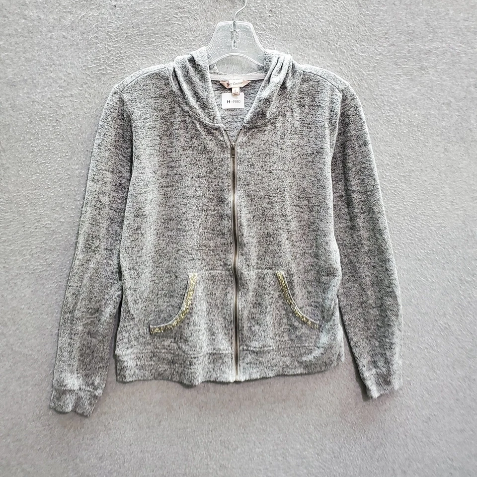Sudadera DE COLECCIÓN Juicy Couture Mujer Pequeña Gris Sudadera con Capucha Recortada Cremallera Completa Foto 1 de 4