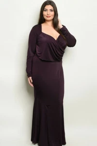 Conjunto de top y falda morada para mujer talla grande 2 piezas talla 0 XL ciruela formal elástica - Imagen 1 de 4